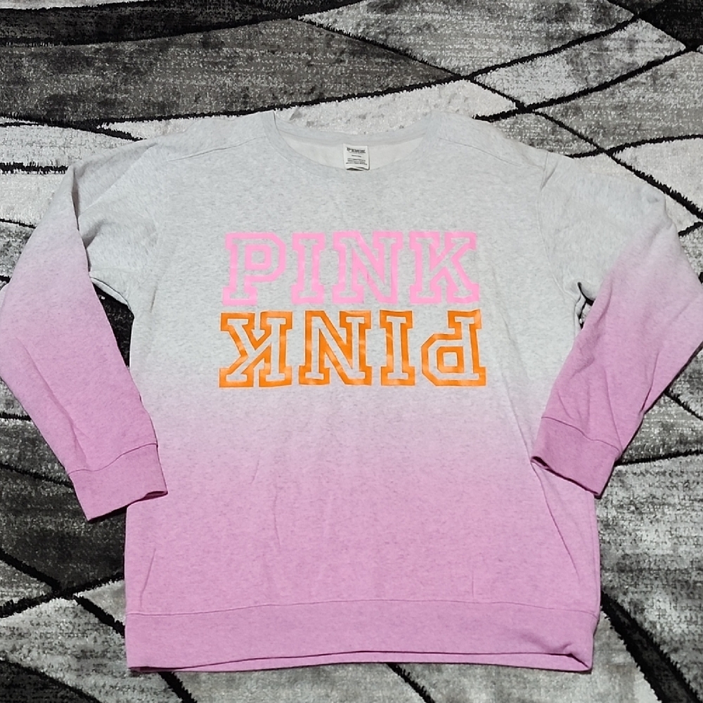 VS PINK 2021 CAMPUS CREW OMBRE DIP-DYE FLEECE SWEATSHIRT